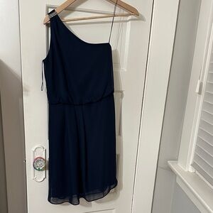Adrianna Papell Midnight Blue One-Shoulder Dress